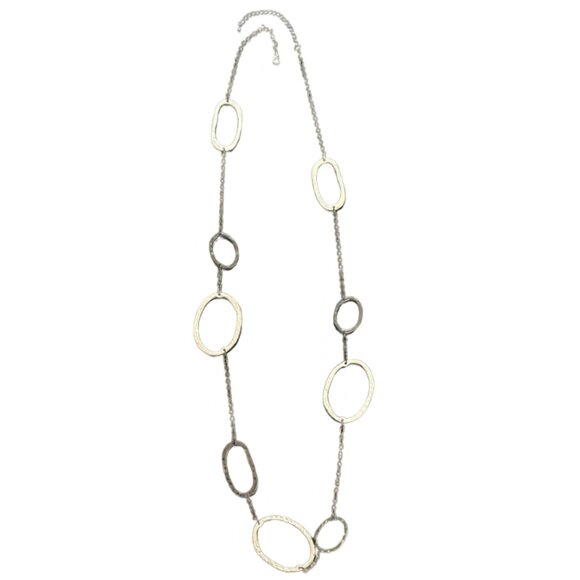 Vintage Hammered Metal Hoop Necklace - Picture 1 of 4